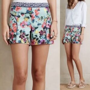 Anthropologie Cartonnier Skyflower Cotton Floral Shorts size 2